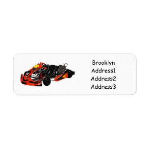 Étiquette dessin animé de Kart racing