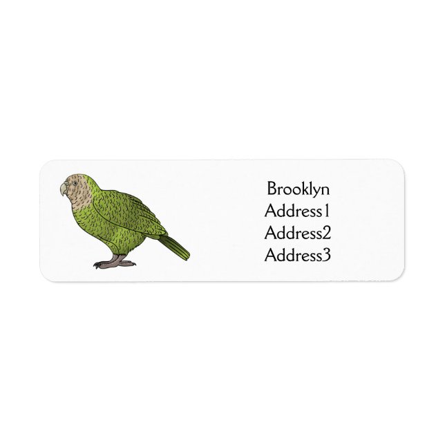 Étiquette dessin animé d'oiseaux de Kakapo (Devant)