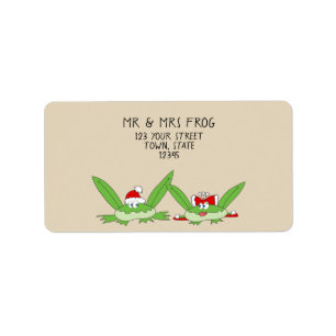 Étiquette Dessin animé drôle Couple de grenouilles mignonnes