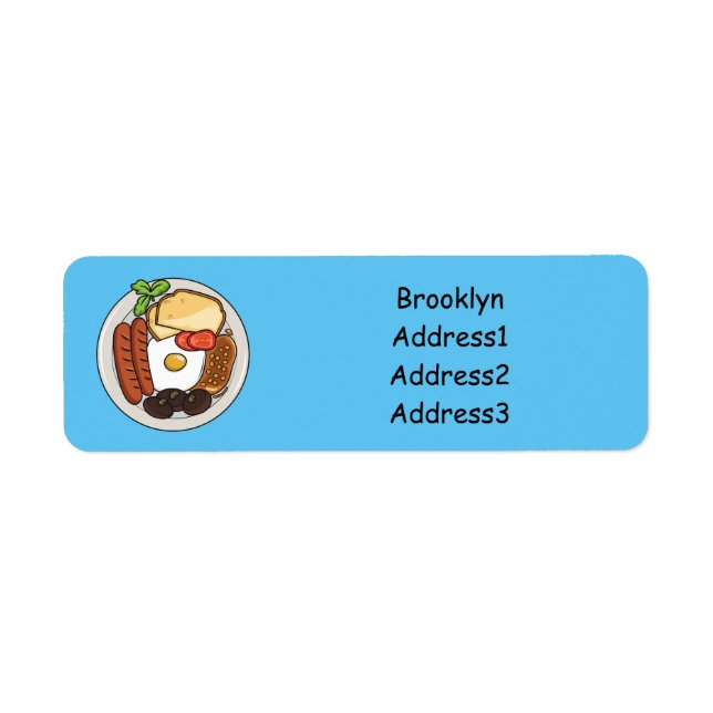 Étiquette dessin animé du petit-déjeuner anglais (Devant)