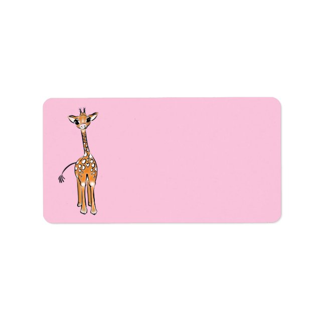 Étiquette Dessin de girafe, animaux de safari (Devant)