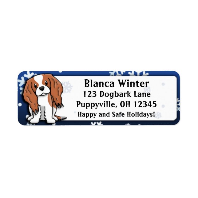 Étiquette Dessin d'hiver Cavalier King Charles Spaniel (Devant)