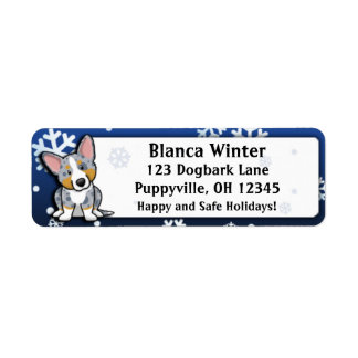 Étiquette Dessin d'hiver Merle Cardigan Welsh Corgi