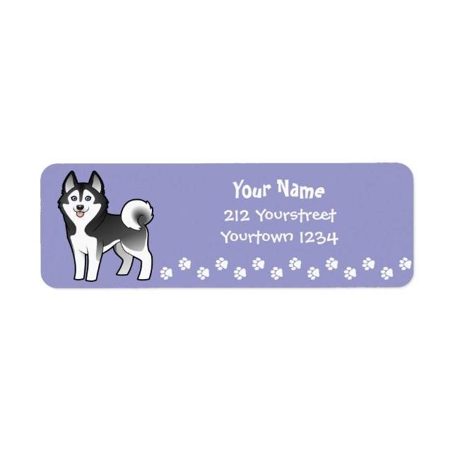 Étiquette Dessin Sibérien Husky / Malamute d'Alaska (Devant)