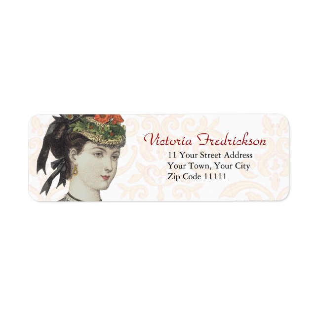Étiquette Détails de la plaque de mode victorienne - Belle d (Devant)