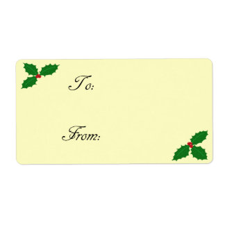 Étiquette d'étiquette cadeau Holly Feuilles et Ber
