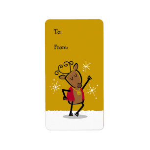 Étiquette d'étiquette de cadeau de renne de