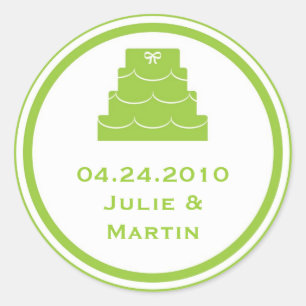 Étiquette d'étiquette de mariage de gâteau vert