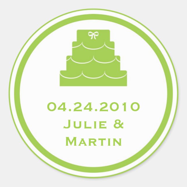 Étiquette d'étiquette de mariage de gâteau vert (Devant)