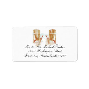 Étiquette Deux chaises de plage d'Adirondack d'aquarelle