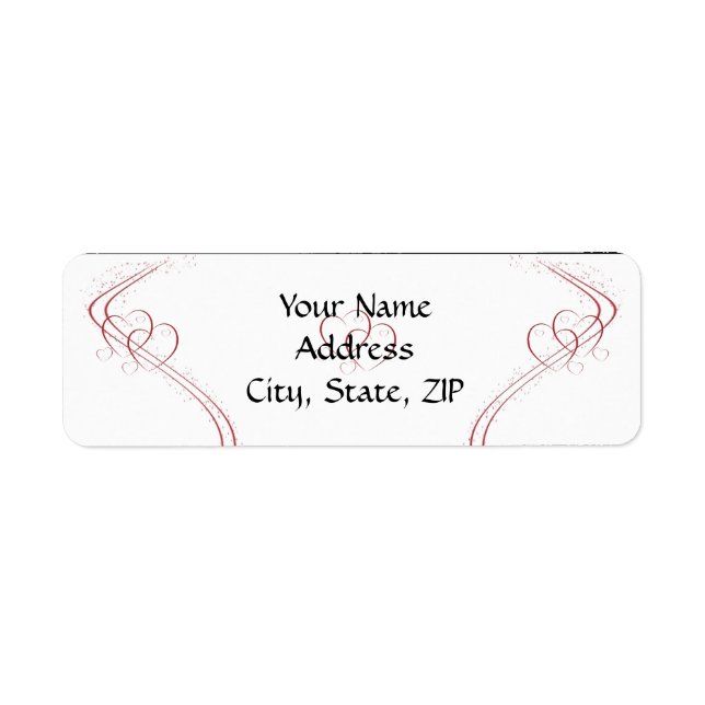 Étiquette Deux coeurs en rouge et blanc (Devant)