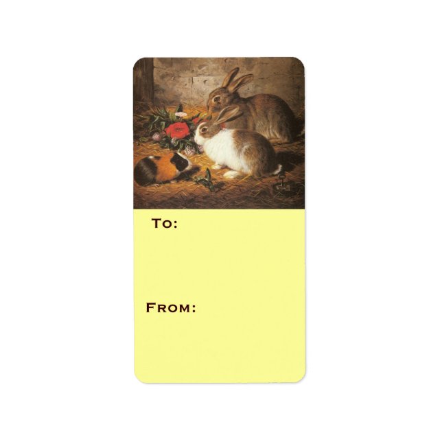 Étiquette Deux lapins et un cochon (Devant)