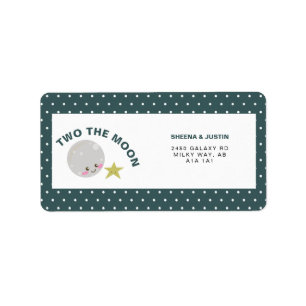 Étiquette Deux lune Kawaii 2e anniversaire Space Galaxy mign