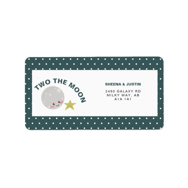 Étiquette Deux lune Kawaii 2e anniversaire Space Galaxy mign (Devant)