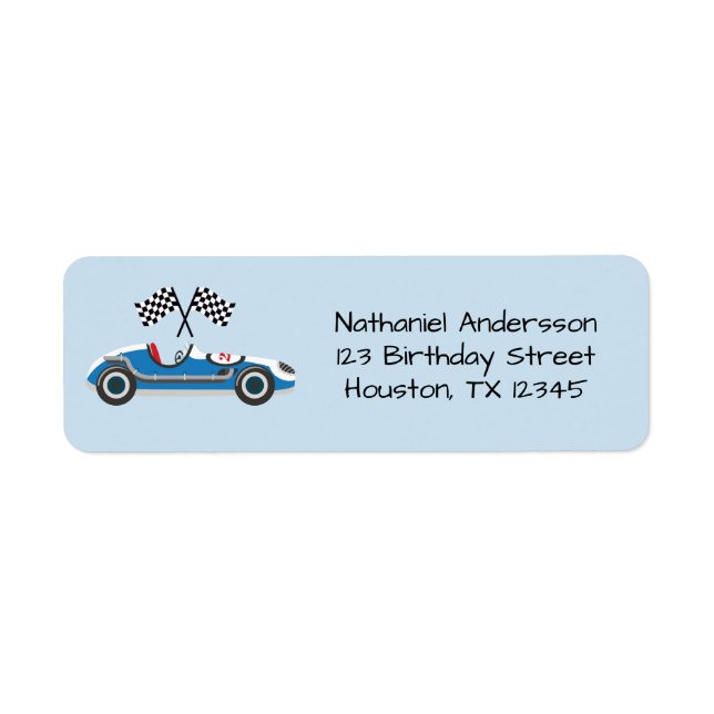 Étiquette Deux Rapide 2e Anniversaire Bleu Adresse de retour (Devant)