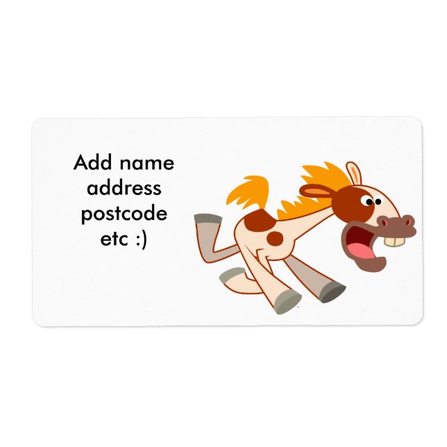 Étiquette d'expédition animé Cartoon Pinto Horse (Devant)