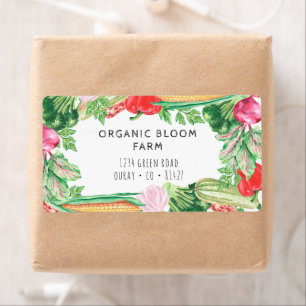 Étiquette d'expédition aquarelle de ferme maraîchè