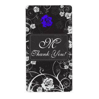 Étiquette d'expédition bleu de Merci de monogramme