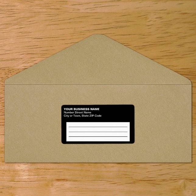 Étiquette d'expédition en noir de texte clair pour (Plain text black business shipping label on envelope)