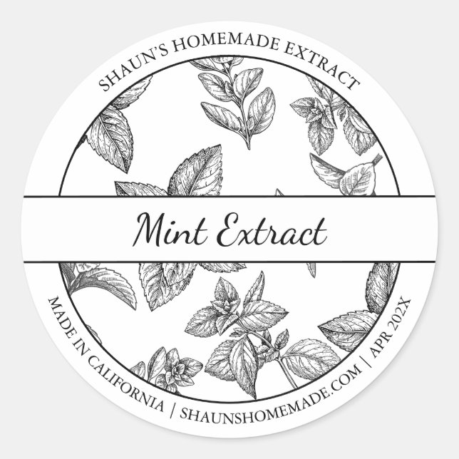 Étiquette d'extraction de la menthe de croquis noi (Devant)