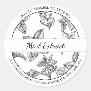 Étiquette d'extraction de la menthe de croquis noi