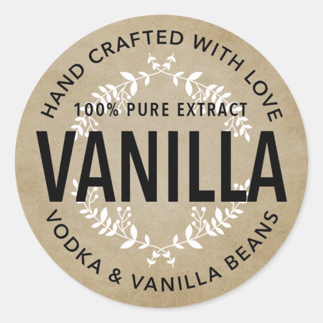 Étiquette d'extraction de vanille artisanal VE006_ (Devant)
