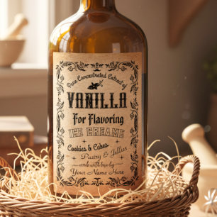 étiquette d'extraction de vanille Vintage kraft