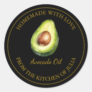 Étiquette d'huile d'Avocado fait maison Gold Noi