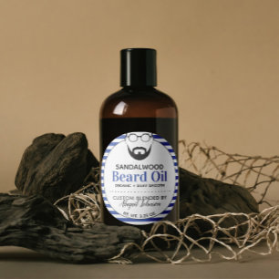 Étiquette d'huile de barbe masculin allié blanc et