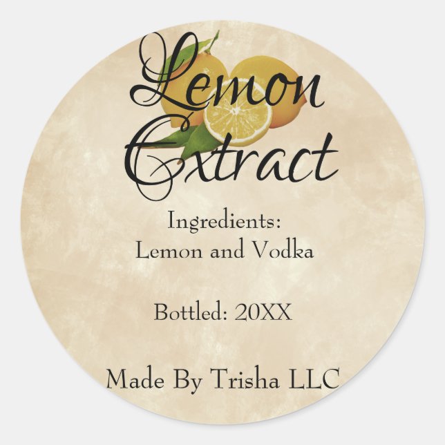 Étiquette d'huile d'extraction de citron personnal (Devant)