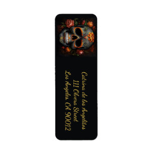 Étiquette Dia de los Muertos peint crâne personnalisable