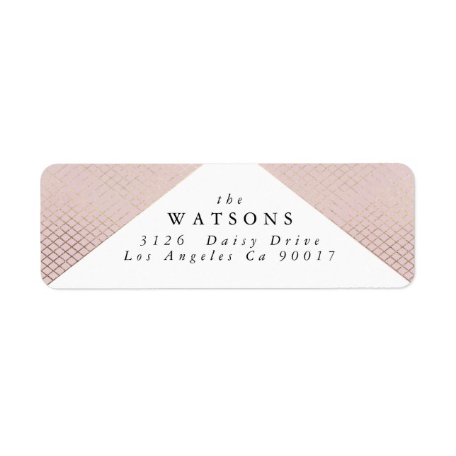 Étiquette Diamant Géométrique Rose Gold Gatsby Mariage (Devant)