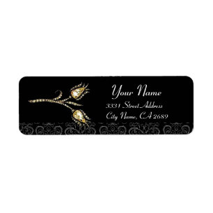 ÉTIQUETTE DIAMOND TULIPS BLACK WHITE DAMASK