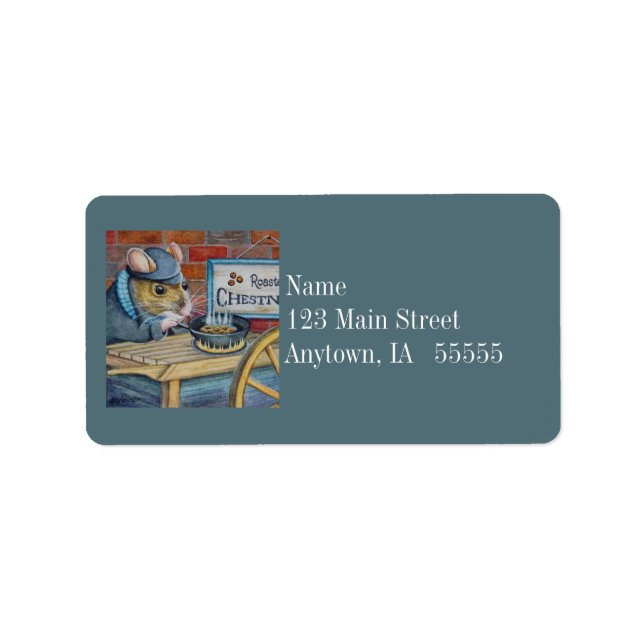 Étiquette Dickens Noël Souris Dégustation de châtaignes Art (Devant)