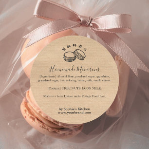 Étiquette d'ingrédient de macaron de boulangerie K