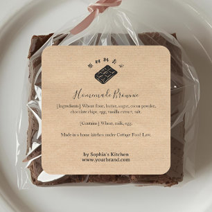 Étiquette d'ingrédient minimaliste Kraft Brownie a