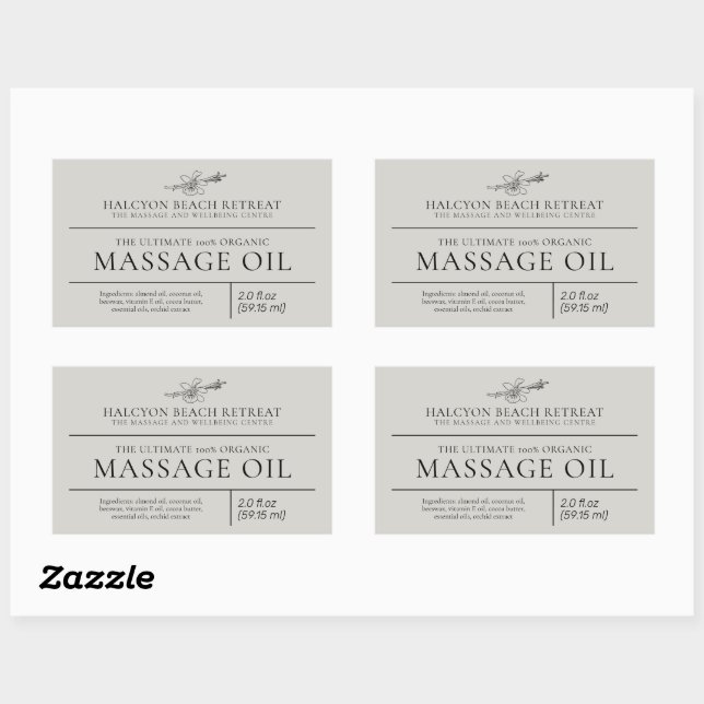 Étiquette d'ingrédients du produit d'huile de mass (Feuille)