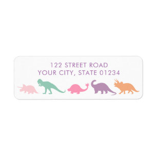 Étiquette Dinosaur Parade, Jewel Tones Adresse personnalisée