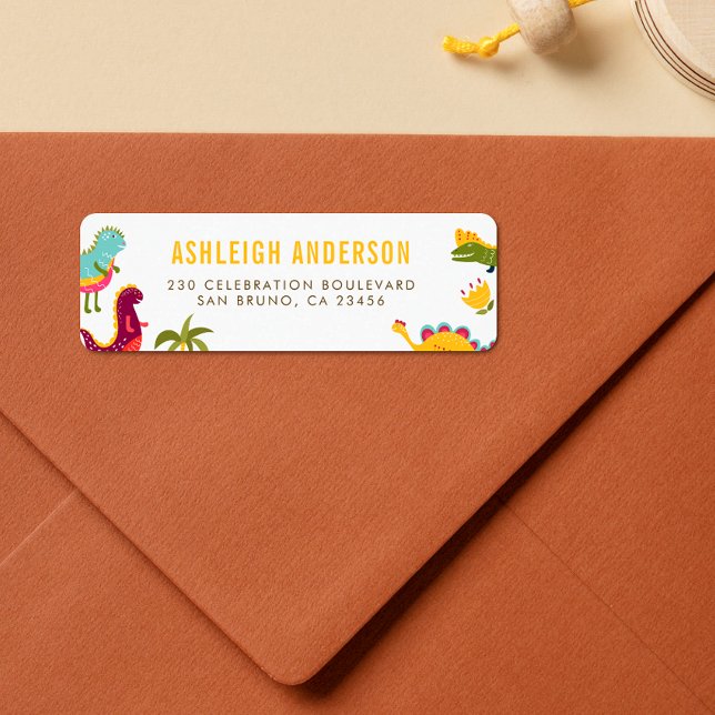 Étiquette Dinosaure | Créez votre propre adresse de retour p (Return Address Label Mock-up)