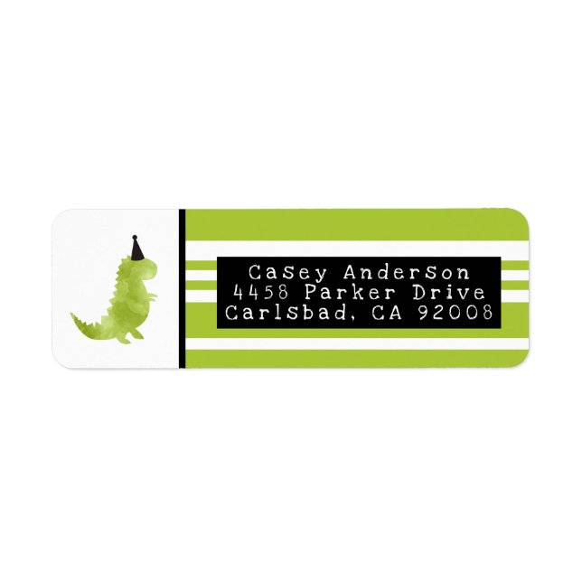 Étiquette Dinosaure Thème Stomp et Chomp Green Dino Annivers (Devant)