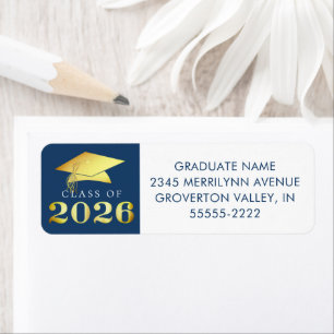 Étiquette Diplôme 2026 Bleu Faux Or ou Couleur Personnalisée