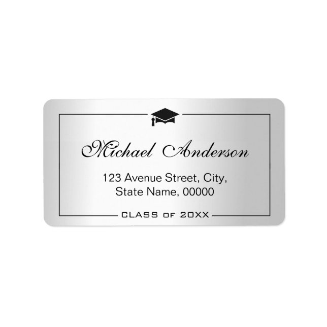 Étiquette Diplômé de la chape de finition métallique argent (Devant)