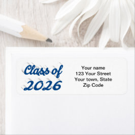 Étiquette Diplômé de la promotion 2025 avec script bleu