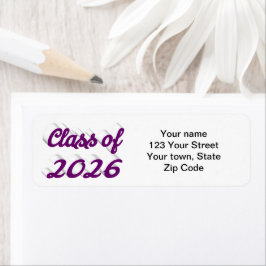 Étiquette Diplômé de la promotion 2026 écriture violette