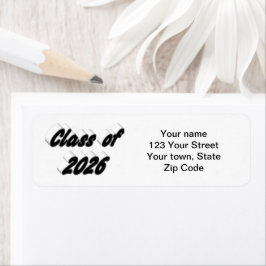 Étiquette Diplômé de la promotion 206 en typographie noire