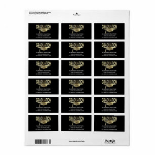 Étiquette Diplômé de l'université Faux Gold Classic noir