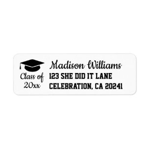 Étiquette Diplôme personnalisé 2026 Adresse de retour person
