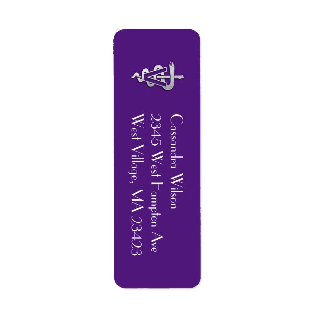 Étiquette Diplômé Vétérinaire Violet Argent (Devant)