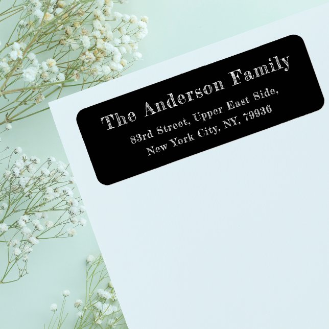 Étiquette do-it-yourself Chalkboard Elegant noir blanc Adres (DIY Chalkboard Elegant Black White Return Address Label)