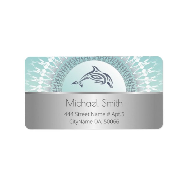 Étiquette Dolphin Mandala Silver (Devant)